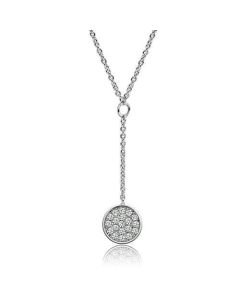 JCE077 Rhodium Brass Necklace with AAA Grade CZ  in Clear