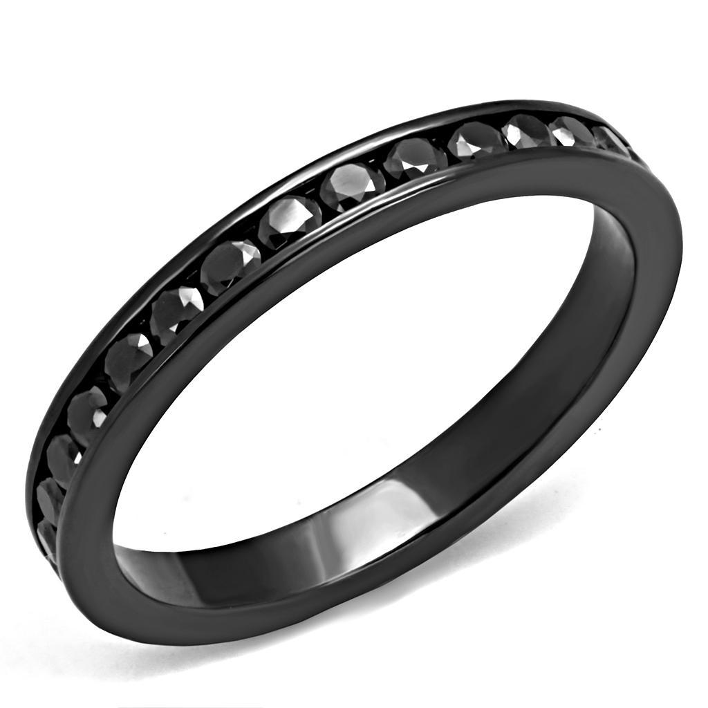 JCE1138 IP Light Black  (IP Gun) Brass Ring with AAA Grade CZ  in Light Gray