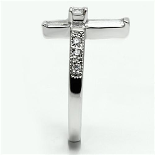 JCE288 Rhodium Brass Ring with AAA Grade CZ  in Clear