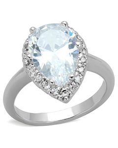 JCE750 Rhodium Brass Ring with AAA Grade CZ  in Clear
