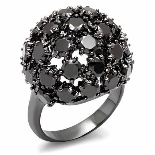 JCE1631 TIN Cobalt Black Brass Ring with AAA Grade CZ  in Jet