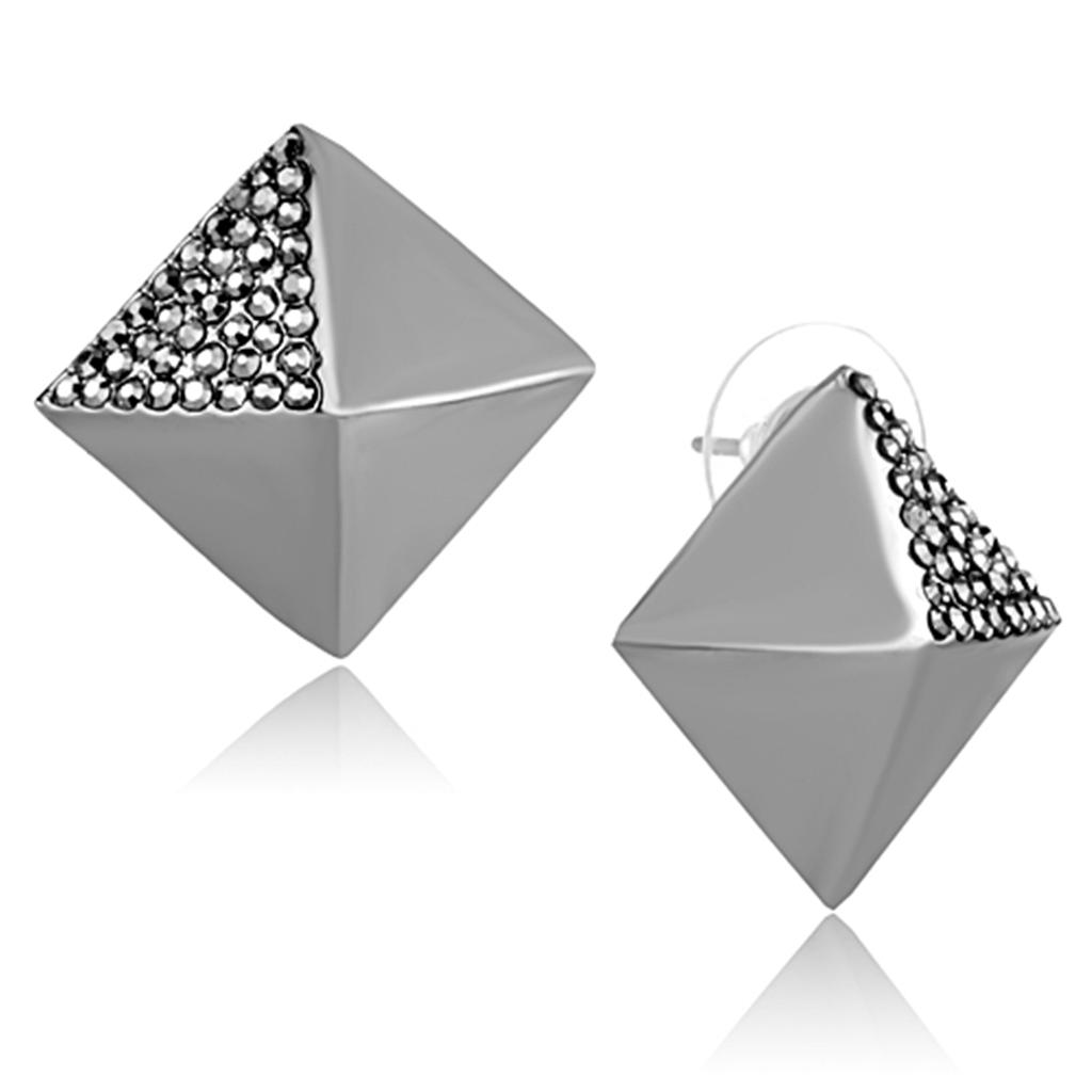 JCE3283 Ruthenium Brass Earrings with Top Grade Crystal  in Hematite