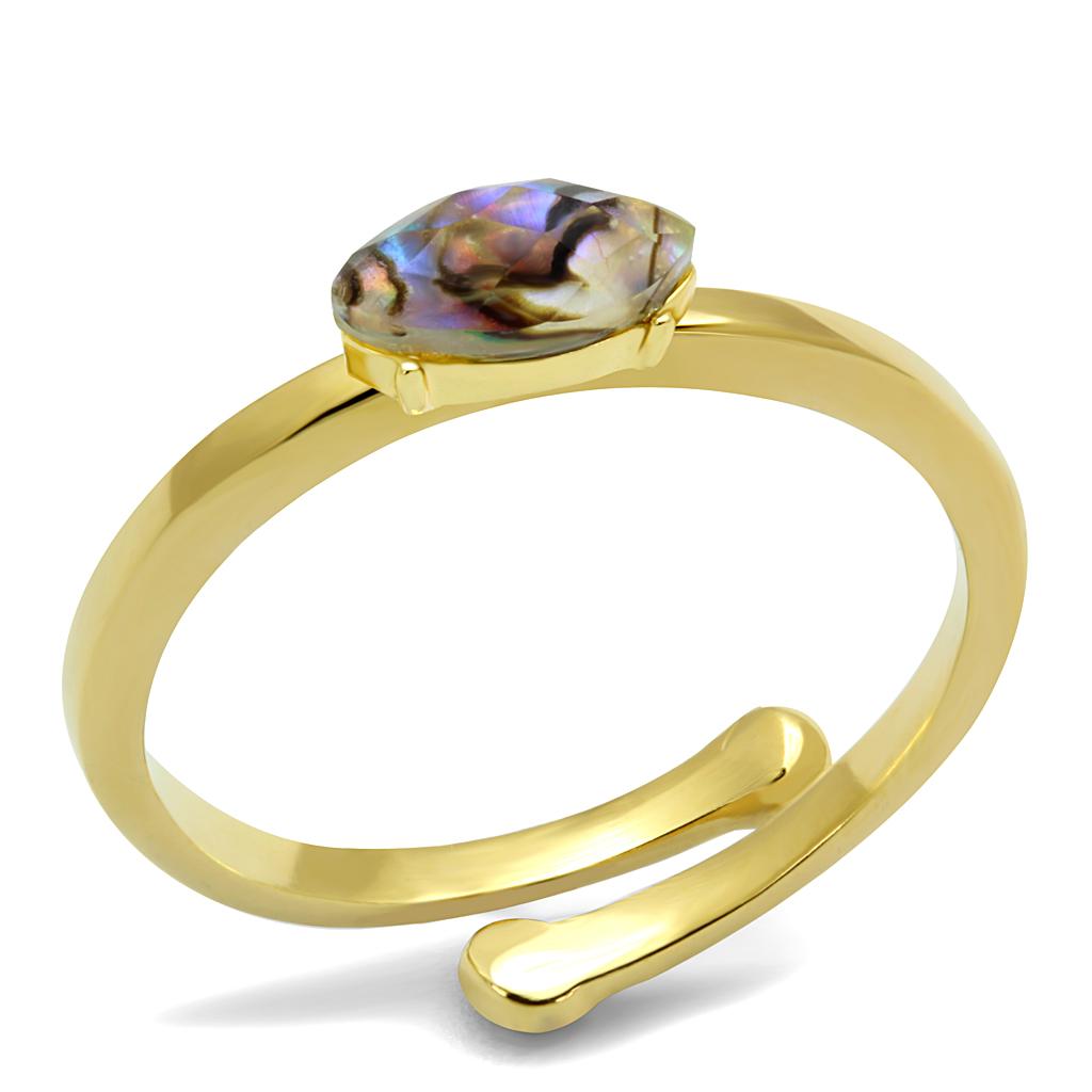 JCE4062 Flash Gold Brass Ring with Precious Stone Conch in Multi Color