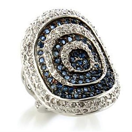 JCEA575 Rhodium + Ruthenium Brass Ring with Synthetic Spinel in Montana