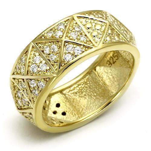 JCES560 Gold 925 Sterling Silver Ring with AAA Grade CZ  in Clear