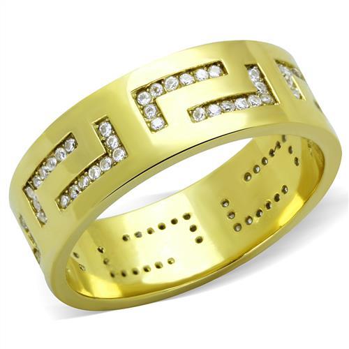 JCE2051 IP Gold(Ion Plating) Stainless Steel Ring with AAA Grade CZ  in Clear