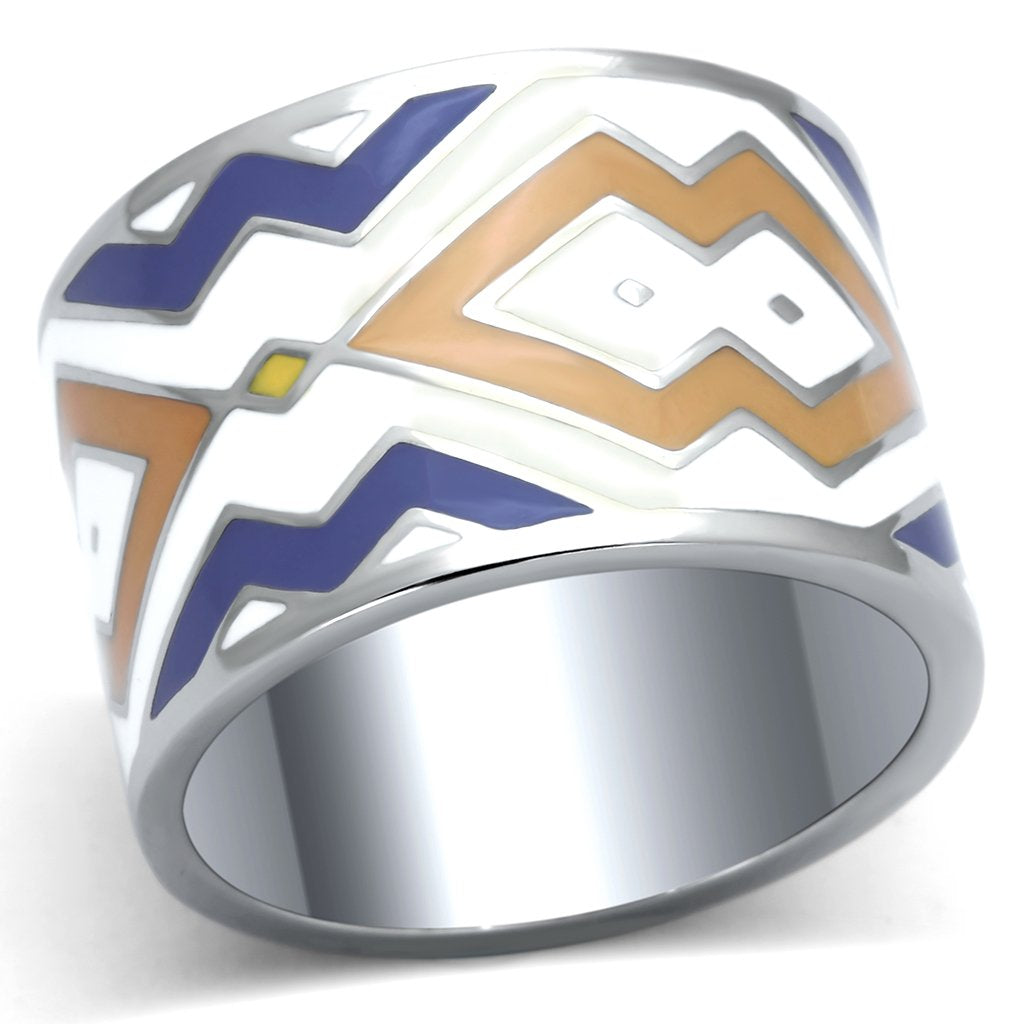 JCE841 High polished (no plating) Stainless Steel Ring with Epoxy  in Multi Color